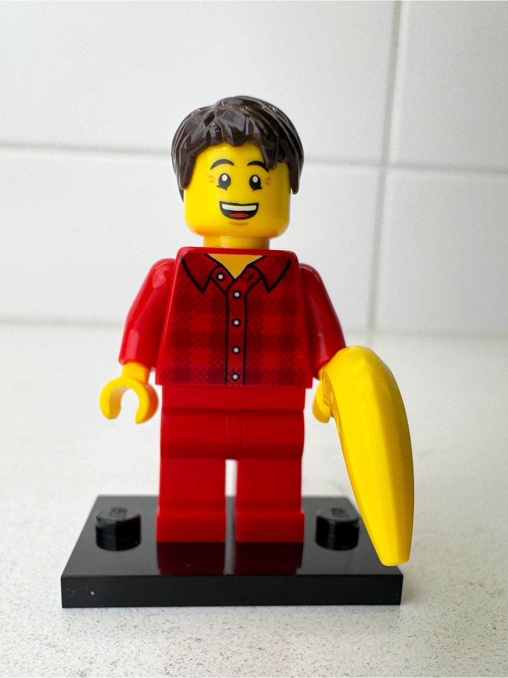 Lego Minifig - City, Town - Red Plaid Flannel Shirt Man